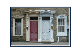 Washed Red and White Doors