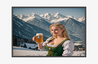 blonde Baviarian holding beer mug