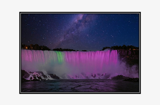 colorful Niagara Falls at night