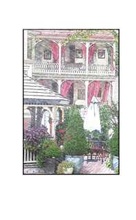 Cape May Backyard with Gazebo and Victorian Balconies