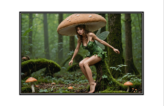fairy hiding under mushroom