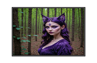 violet woman with feline ears