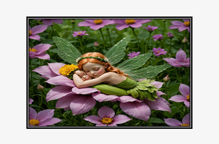 sleeping fairy sisters in a flower