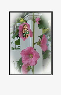 sitting fairy in pink flower