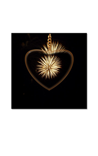 fireworks in a gold heart with gold chain 